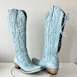 Lane Reverie Womens Cowboy Boots 7.5 Blue Suede Cowgirl Western Knee High Tall